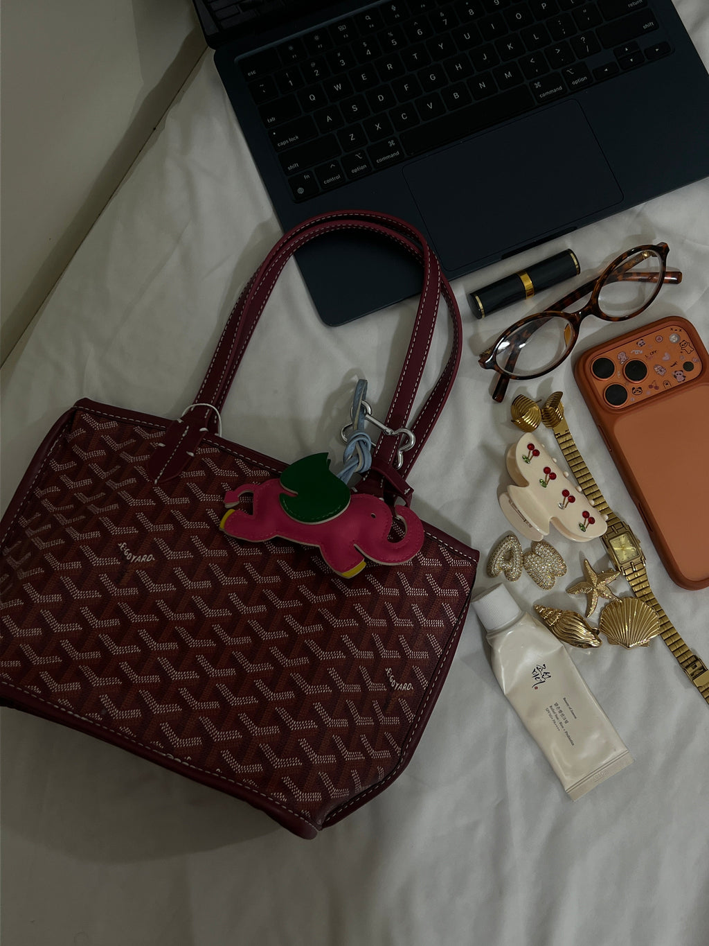 Goyard Tote Bag - Burgundy (Medium with Pouch)