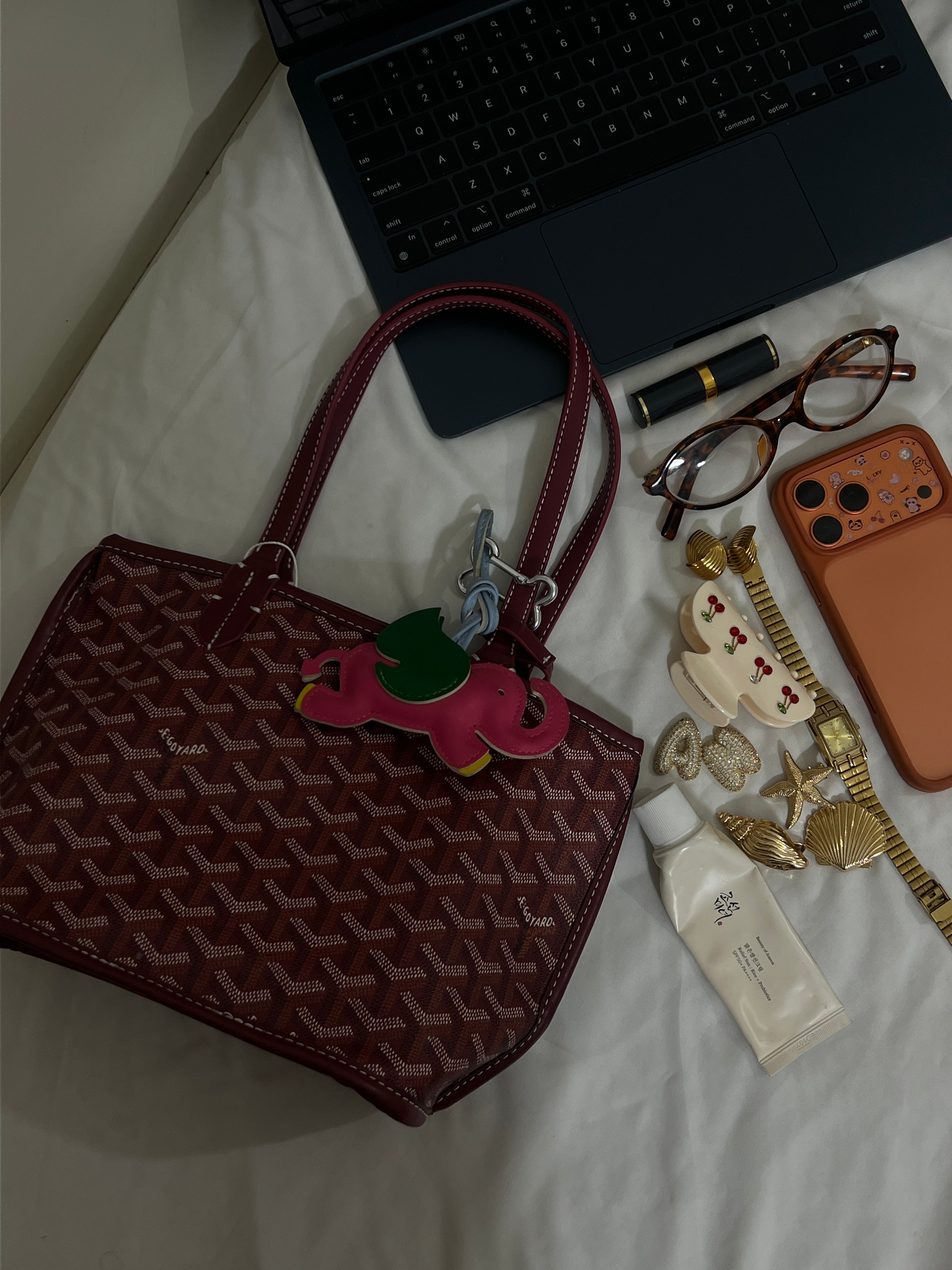 Goyard Tote Bag - Burgundy (Medium with Pouch)