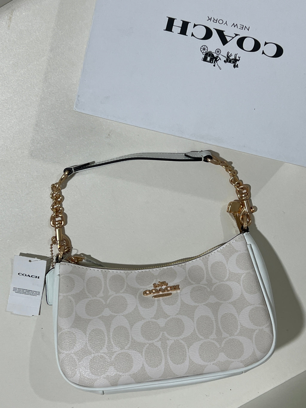 Coach Teri  white Shoulder Bag (with Box and long strap)