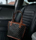 Goyard Tote Bag - Black with brown (Medium with Pouch)