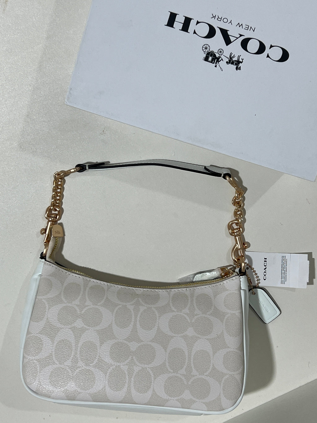 Coach Teri  white Shoulder Bag (with Box and long strap)