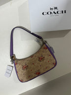 Coach Teri Purple Floral Print Shoulder Bag (with Box and long strap)