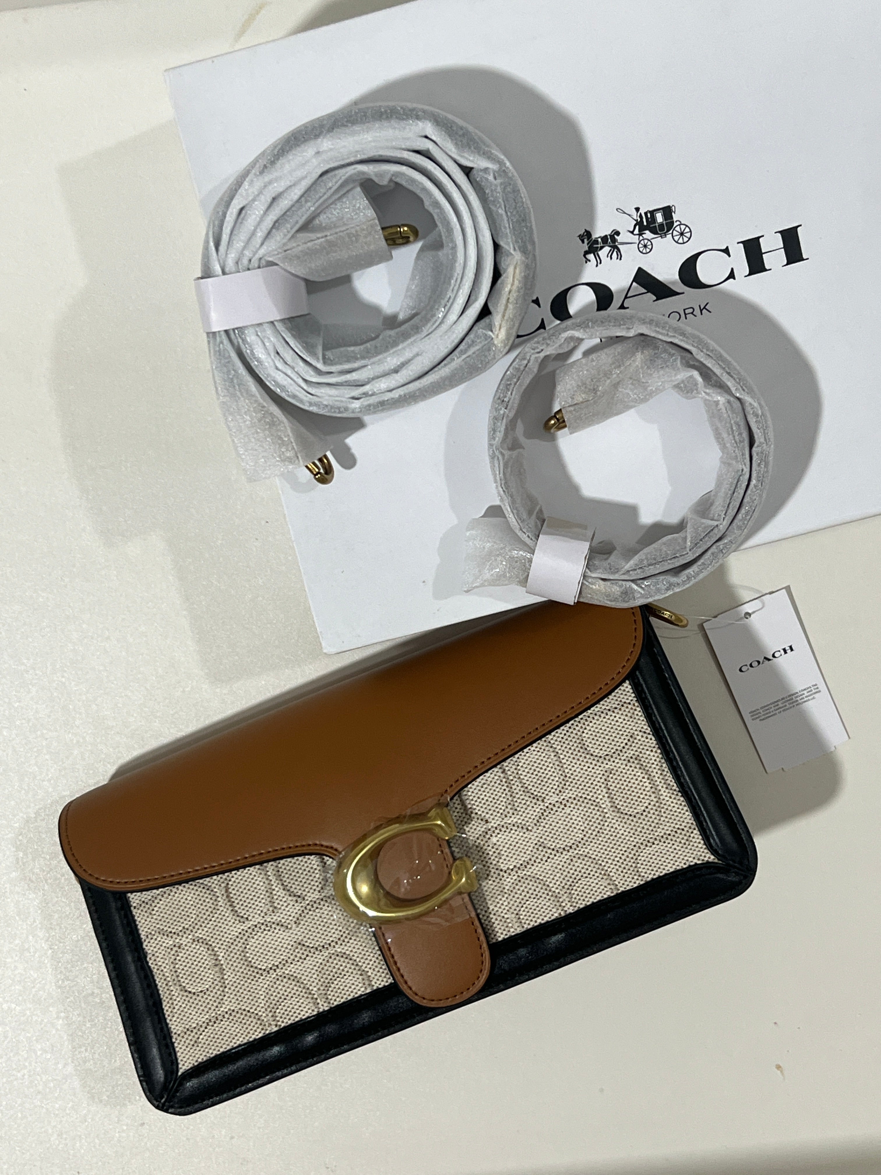 Blocked Signature Canvas in Tan Rust Coach Shoulder Bag (WITH BOX)