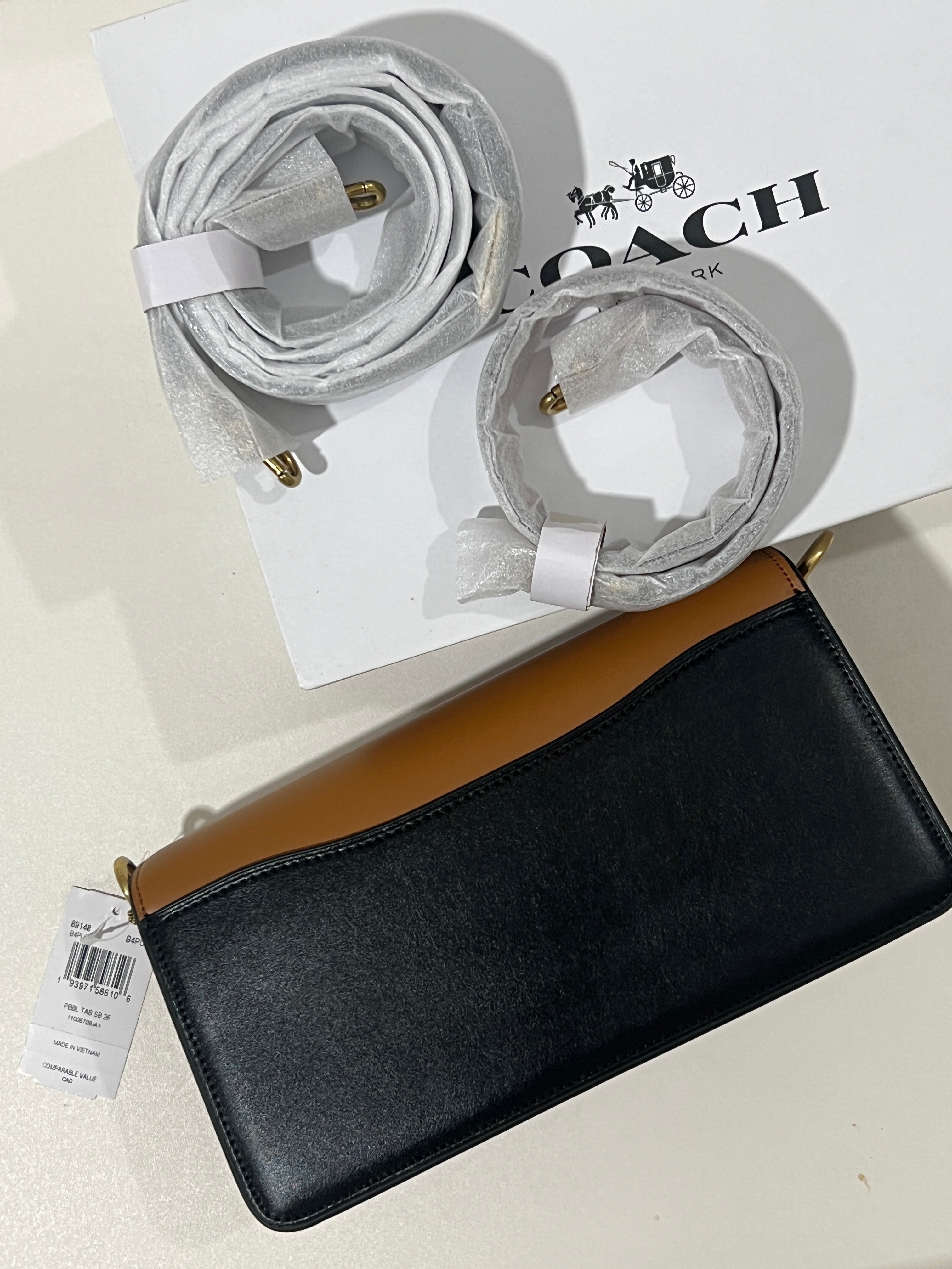 Blocked Signature Canvas in Tan Rust Coach Shoulder Bag (WITH BOX)