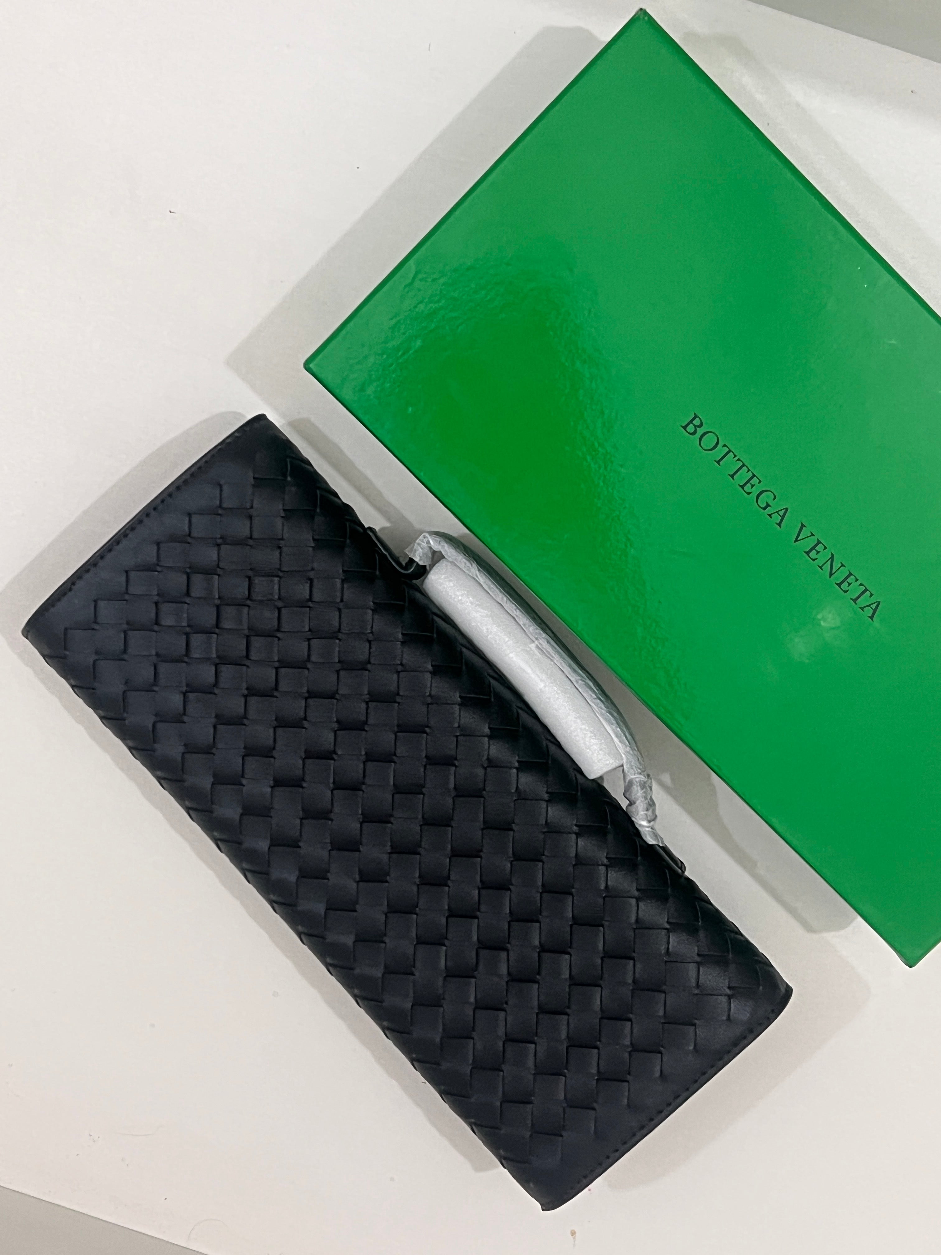 Bottega Veneta Inspired Clutch (Black) with Long Strap