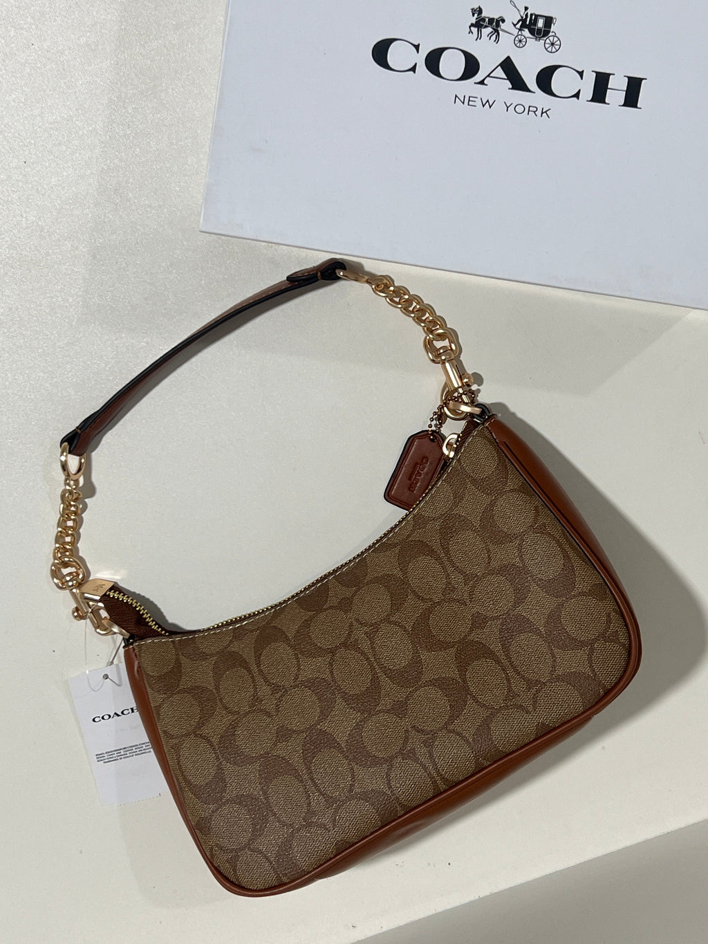 Coach Teri Brown Shoulder Bag (with Box and long strap)