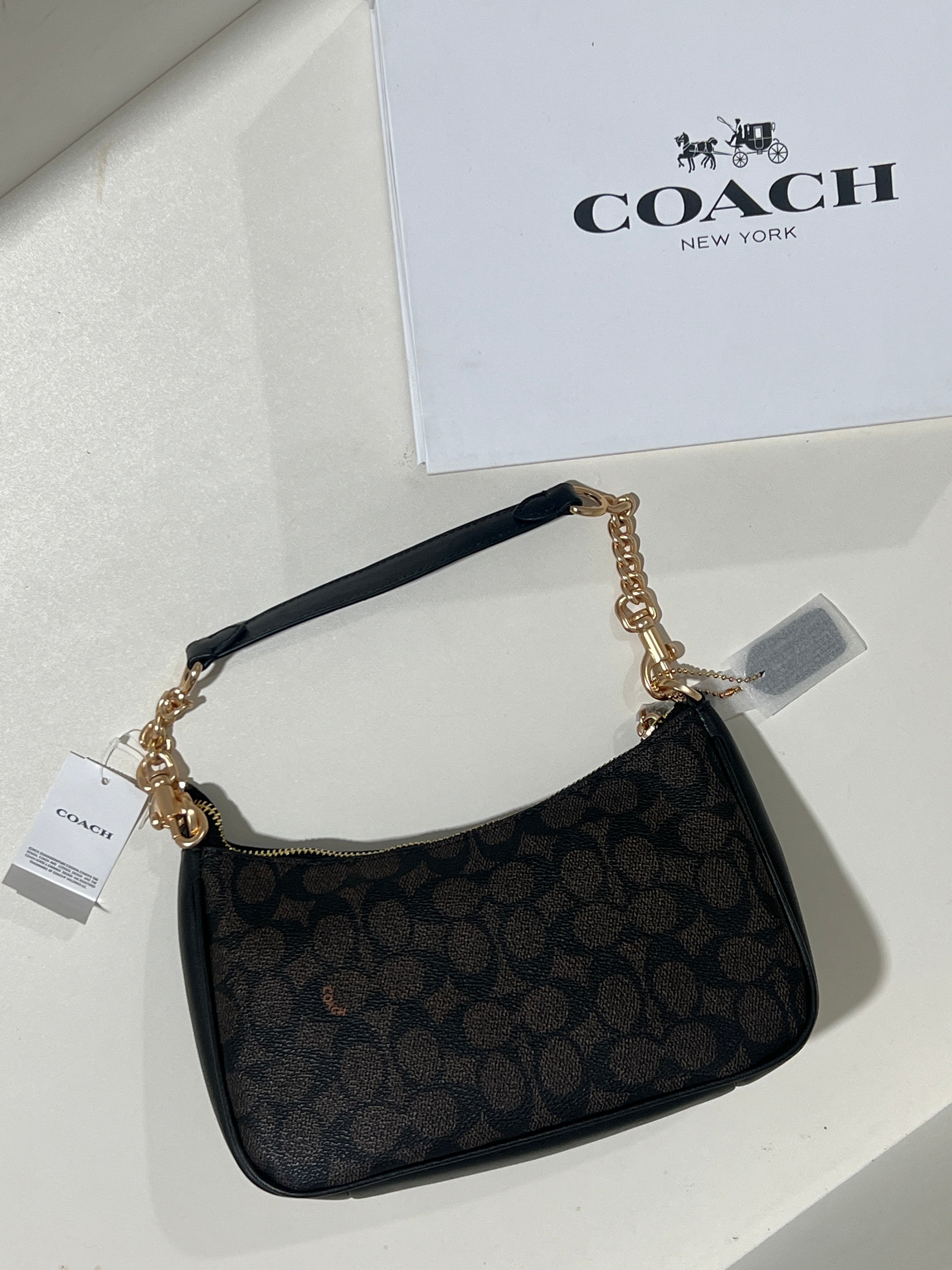 Coach Teri Dark Brown Shoulder Bag (with Box and long strap)