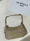 Coach Teri khaki snake-embossed leather Shoulder Bag (with Box and long strap)