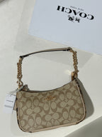 Coach Teri khaki snake-embossed leather Shoulder Bag (with Box and long strap)