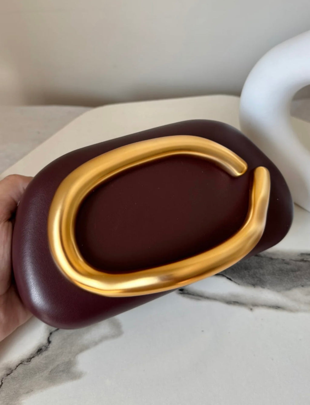 ZARA VIRAL CLUTCH with chain - Burgandy