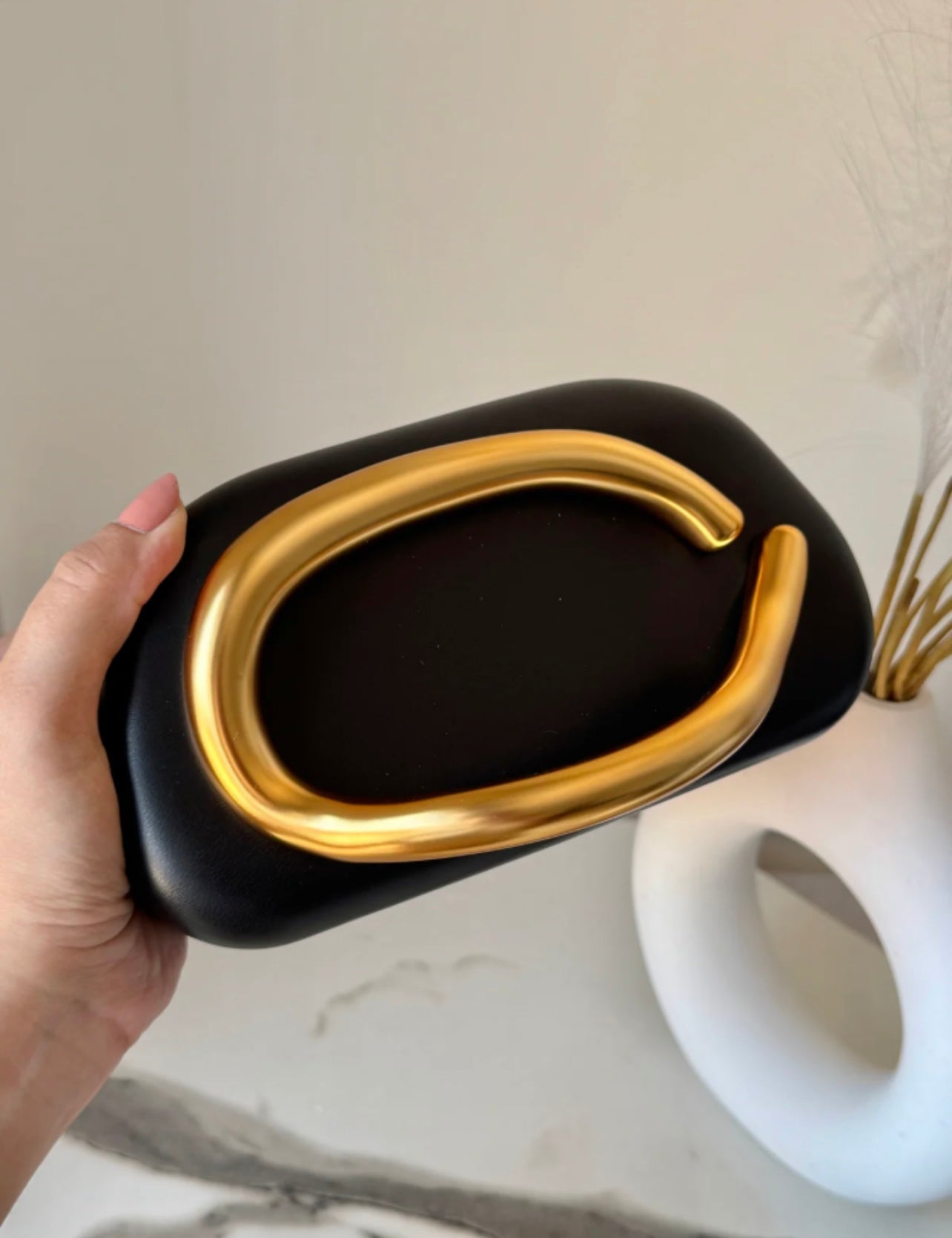 ZARA Black Clutch with Long Chain