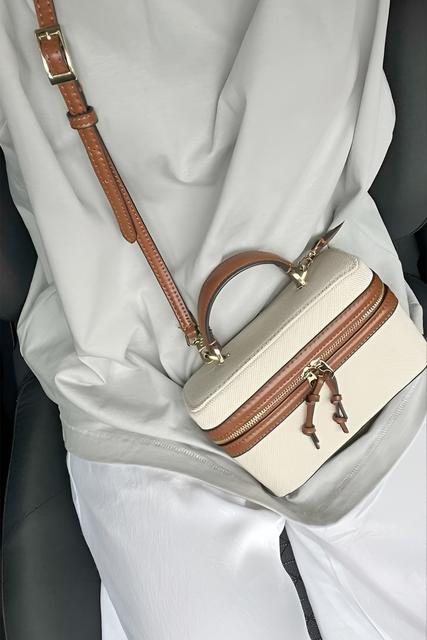 ZARA Inspired Box Bag - Chocolate Brown with Long Strap